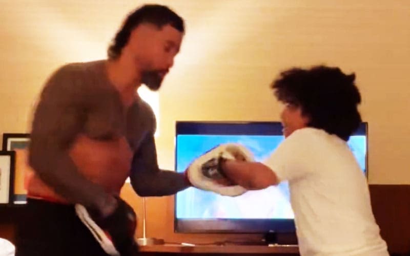 Jey Uso Engages in Late-Night Sparring with Son