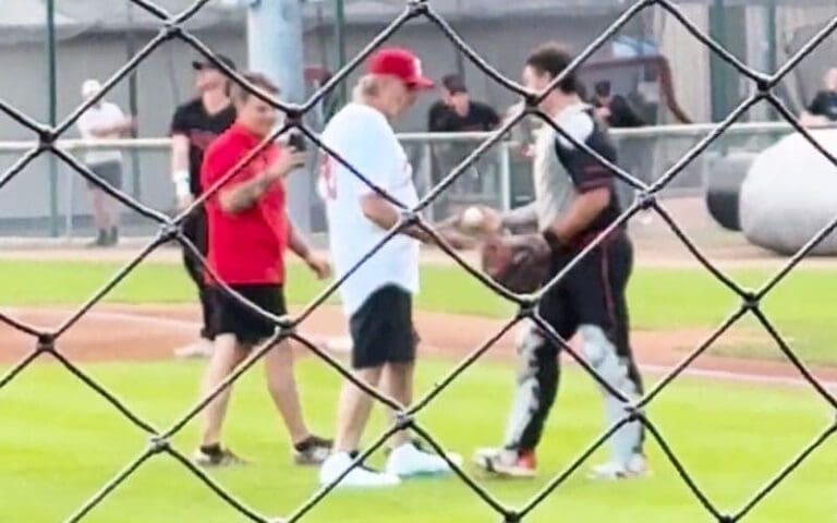 WWE Hall of Famer Bret Hart Throws First Pitch at Okotoks Dawgs Game