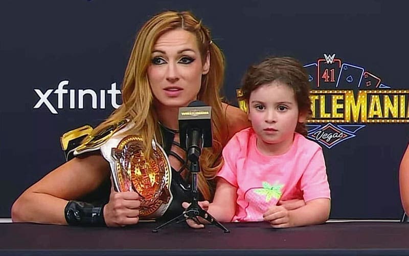 Becky Lynch’s Daughter Roux Hijacks  WrestleMania Press Conference with Adorable Interruptions