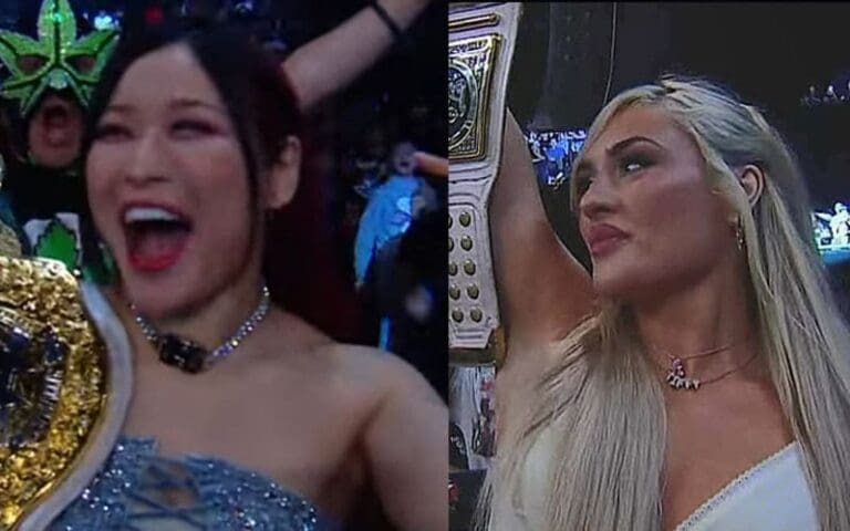 Iyo Sky and Tiffany Stratton Spotted Ringside at WWE x AAA Worlds Collide