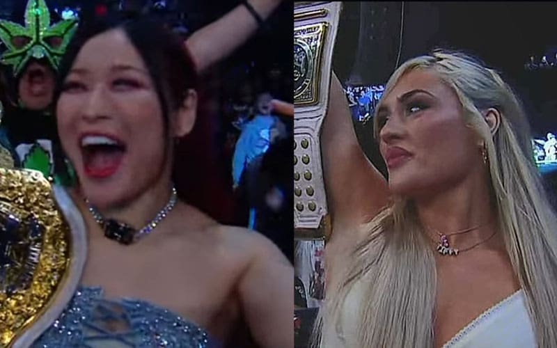 Iyo Sky and Tiffany Stratton Spotted Ringside at WWE x AAA Worlds Collide