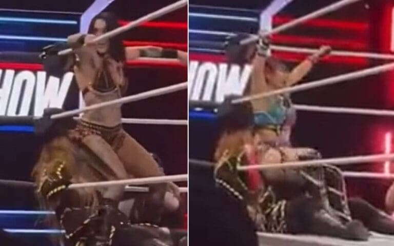 Rhea Ripley and IYO SKY Deliver Double Stink Face to Nia Jax at WWE House Show in Corpus Christi
